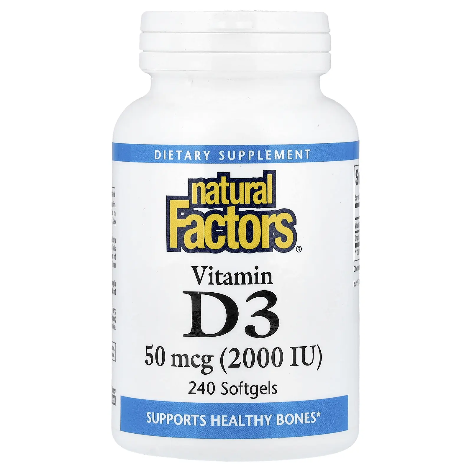 Natural Factors Vitamin D3, 50 mcg (2,000 IU), 240 Softgels