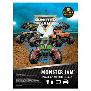 Monster Jam Assorted Trucks Pack - 12 Unique Decals Including Alien Invasion & Dragon - 4" Wide Water-Resistant Stickers for Cars & More - Easy Peel & Stick Application - USA Made