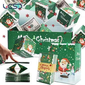 Surprise Explosion Gift Box Pop UpHoliday HaulMoney Holding Green Envelope with ColorfulConfetti Cash Folding Bouncing Luxury Presentfor Birthday Anniversary Valentine's DayProposal Christmas Celebration