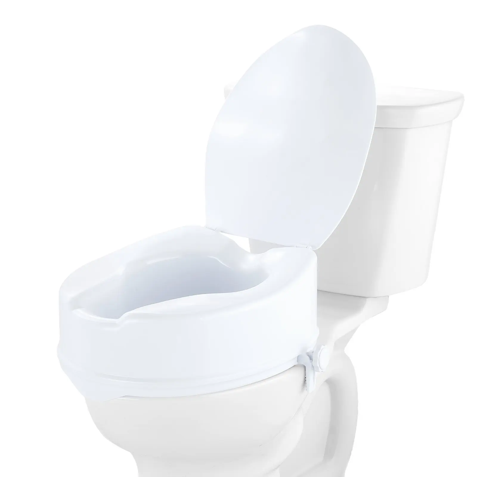 Raised Toilet Seat 5 Inch Height, 300 Lb Weight Capacity, Universal Fit Riser for Most Toilets, Elevates Comfort and Accessibility for Elderly, Disabled, or Postoperative Use, Easy Install, Durable ABS Plastic