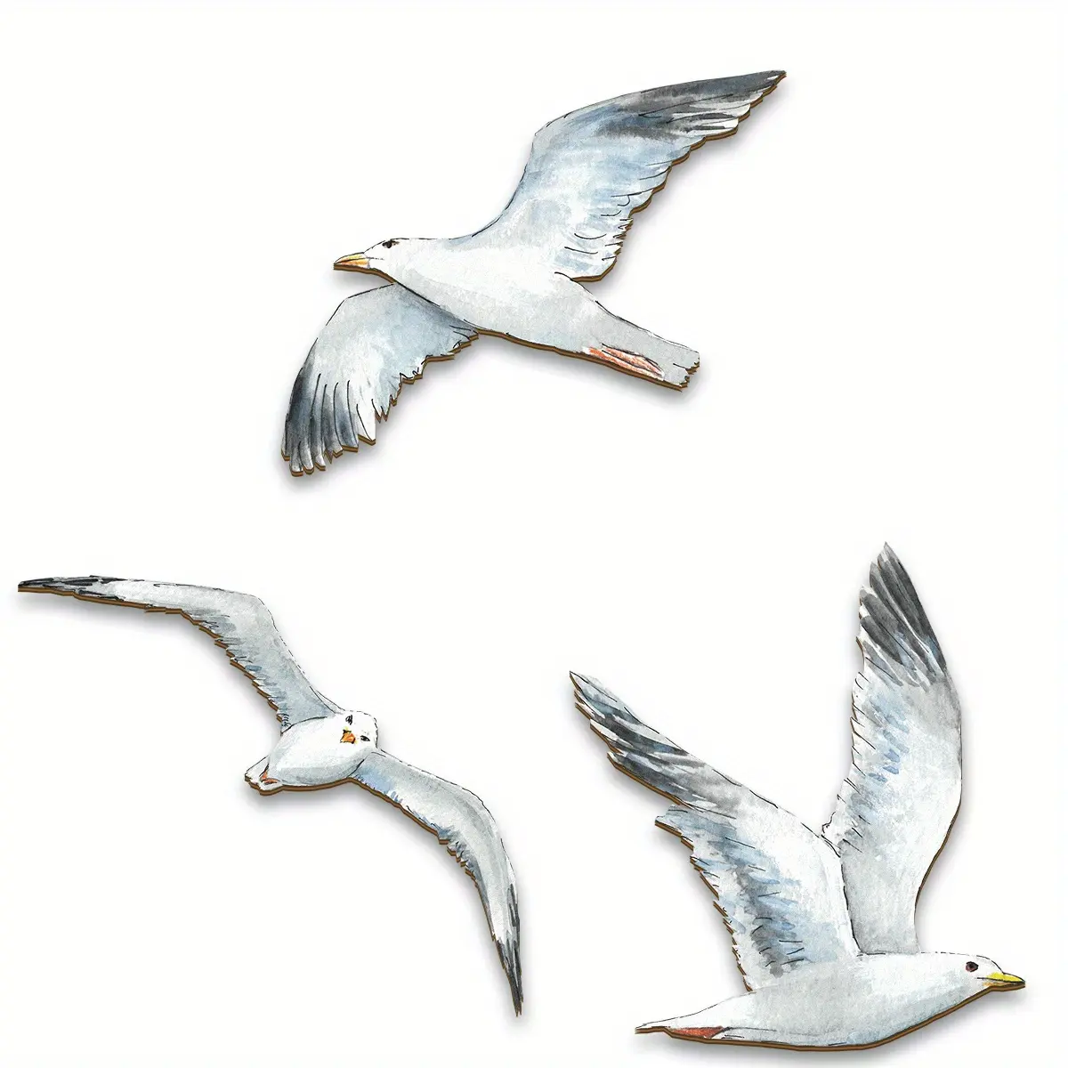 Decorative 3 Piece Set Ocean Mediterranean Seagull Wall Art Wall Sticker Wall Decor, Wooden Wall Decor for Home, Farmhouse, Cafe, Yoga Studio - Universal Holiday Season Decor, No Electricity or Feathers Required Ornaments teen room decor home accessories
