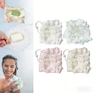 4PCS Washcloth Loofah Combo 2-in-1 Loufee Washcloth That Holds Bar Soap-Exfoliation Mesh Shower Ball for Body Wash & Smooth Skin+Free Loofah Dish Towel (White+Green+Purple)