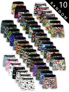 10 - pack random men's milk silk boxers, mid - waist, stylish and trendy, mixed patterns, durable set, elastic fabric, comfortable fit, suitable for all seasons, Stretchy Boxer Briefs