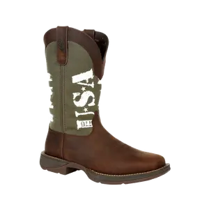 Durango Men's Rebel Army Green USA Print Square Toe Boot DDB0313 Durango Men's Rebel Army Green USA Print Square Toe Boot DDB0313