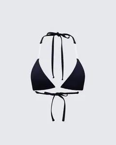 Beth Black Clear Strap Bikini Top