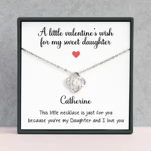 To My Daughter On Valentine | Gift From Mom And Dad | Valentine's Day Gift For Daughter | Love Knot Necklace | Gift To Daughter