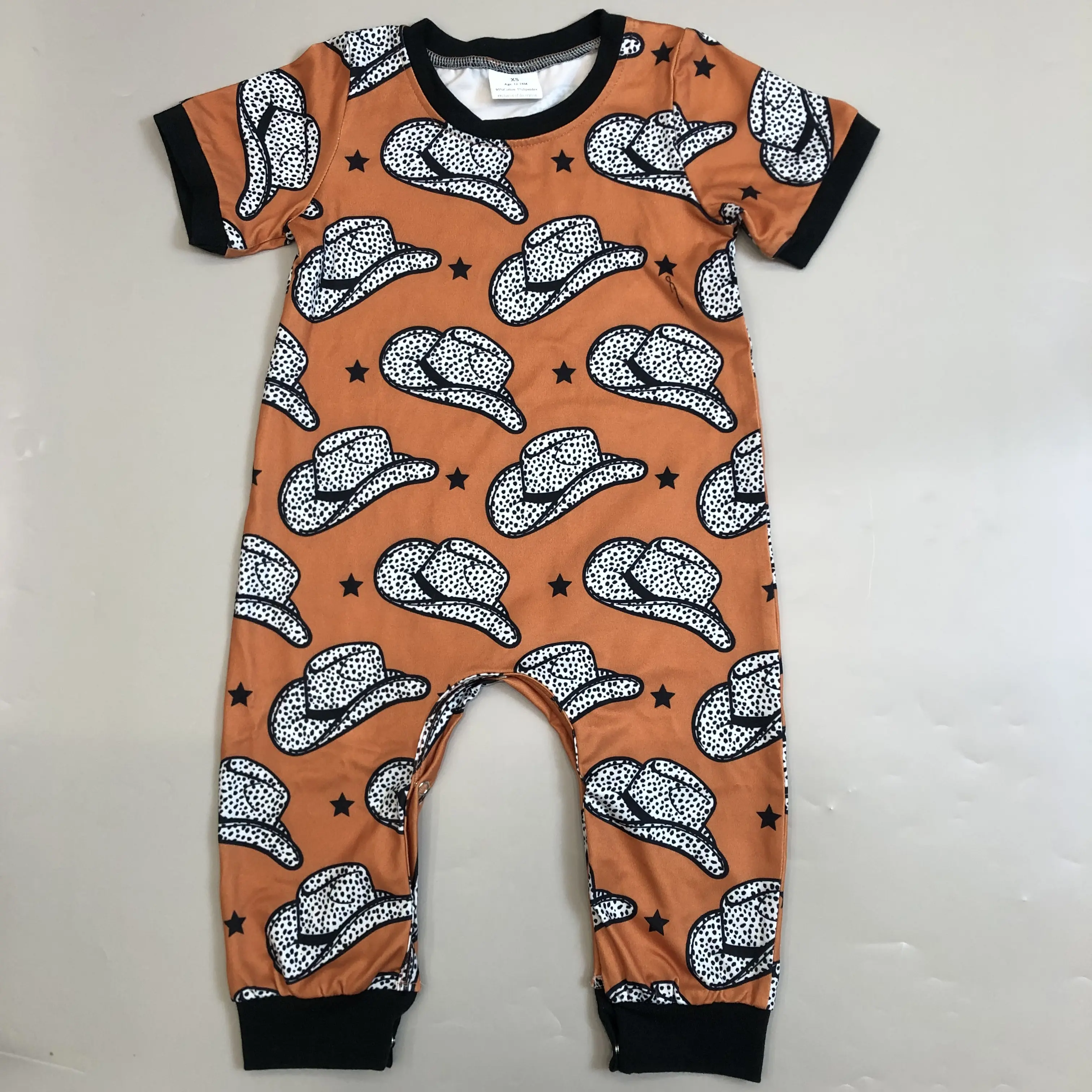 Baby Boy's Western Cowboy Print Romper with Hat, 2-Piece Cotton Bodysuit, Infant Summer Clothes, Baby Boy Clothes, Cotton Baby Boy's Bodysuits & One Pieces