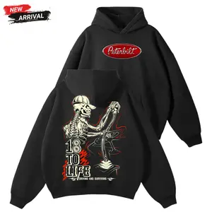 Peterbilt Skeleton Trucker Hoodie – 2side Peterbilt Hoodie, 18 to Life Gear Shift Graphic Tee, Semi Truck Apparel, Trucker Outfit, Peterbilt Shirts For Men, Shirts For Men