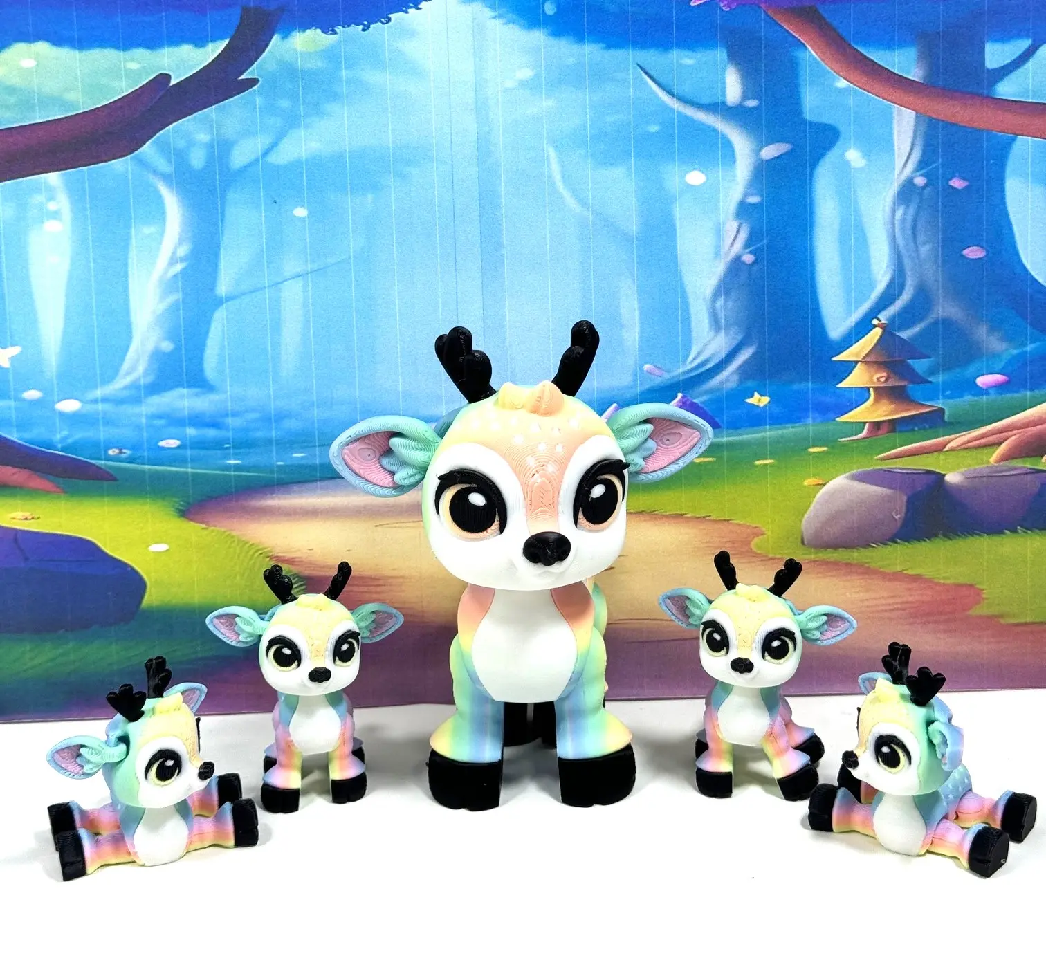 5pcs 3d Printed Christmas Reindeers, Articulated Tiny Animal Baby Reindeers, Fidget Reindeers Toy