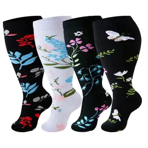 4 Pairs Plus Size Men and Women Elastic Sports Socks Outdoor Bicycle Running Walking Long Tube Socks 2XL-4XL