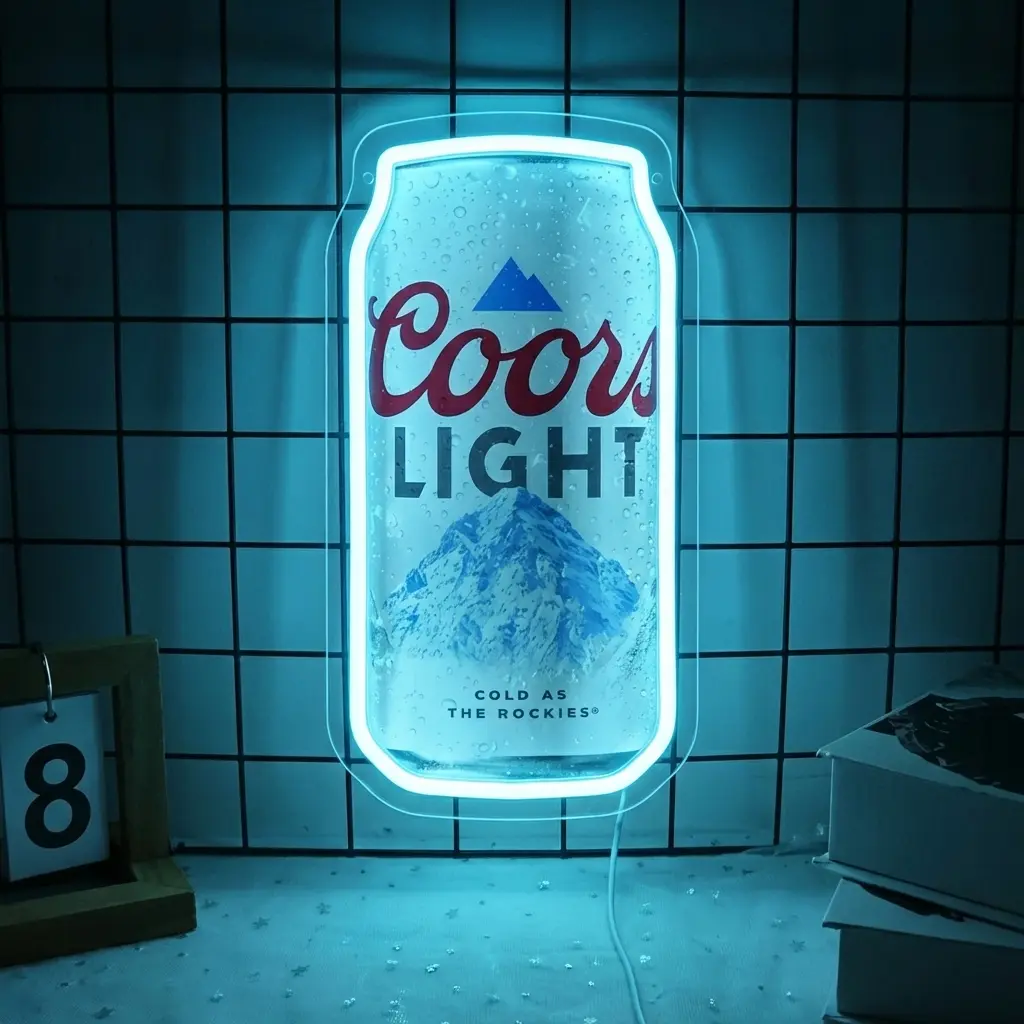 Blue Mountain Coors Light Can Neon Sign Cool Beer Bar WALL Decor Man Cave Light USB Powered LED Neon Light summervibes