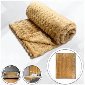 Caramel Solid Color Turtle Shell Design Soft Plush Material Blanket, 50x60in Bedding Throw, Turtle Shell Pattern