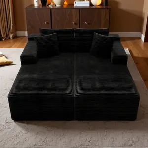 【2 Packages Shipping】70.8" Oversized Sectional Double Lounge Chaise with Cloud Plush Sofa Bed, Fluffy Modern Boneless Couch Sleeper Loveseat Chair for Indoor Living Room Bedroom Reading Movie - No Assembly Required