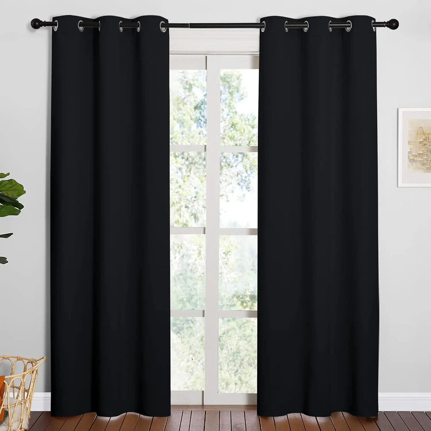 NICETOWN Easy Care Solid Thermal Insulated Grommet Room Darkening Curtains/Drapes for Bedroom (2 Panels)