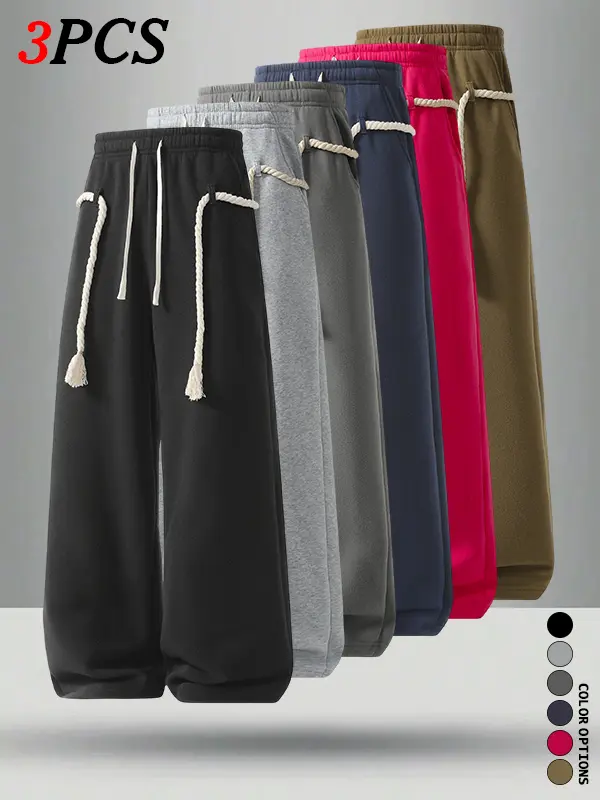 Men’s long pants multipack for autumn/winter, casual and versatile, loose fit that flatters leg shape and suits different body types.