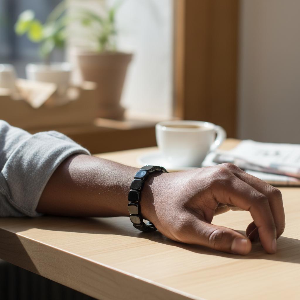 Hematite Bracelet for Men Natural T-Levels Support Mental Clarity Focus Stretch Rope Beads Jewelry Gifts for Christmas Birthday