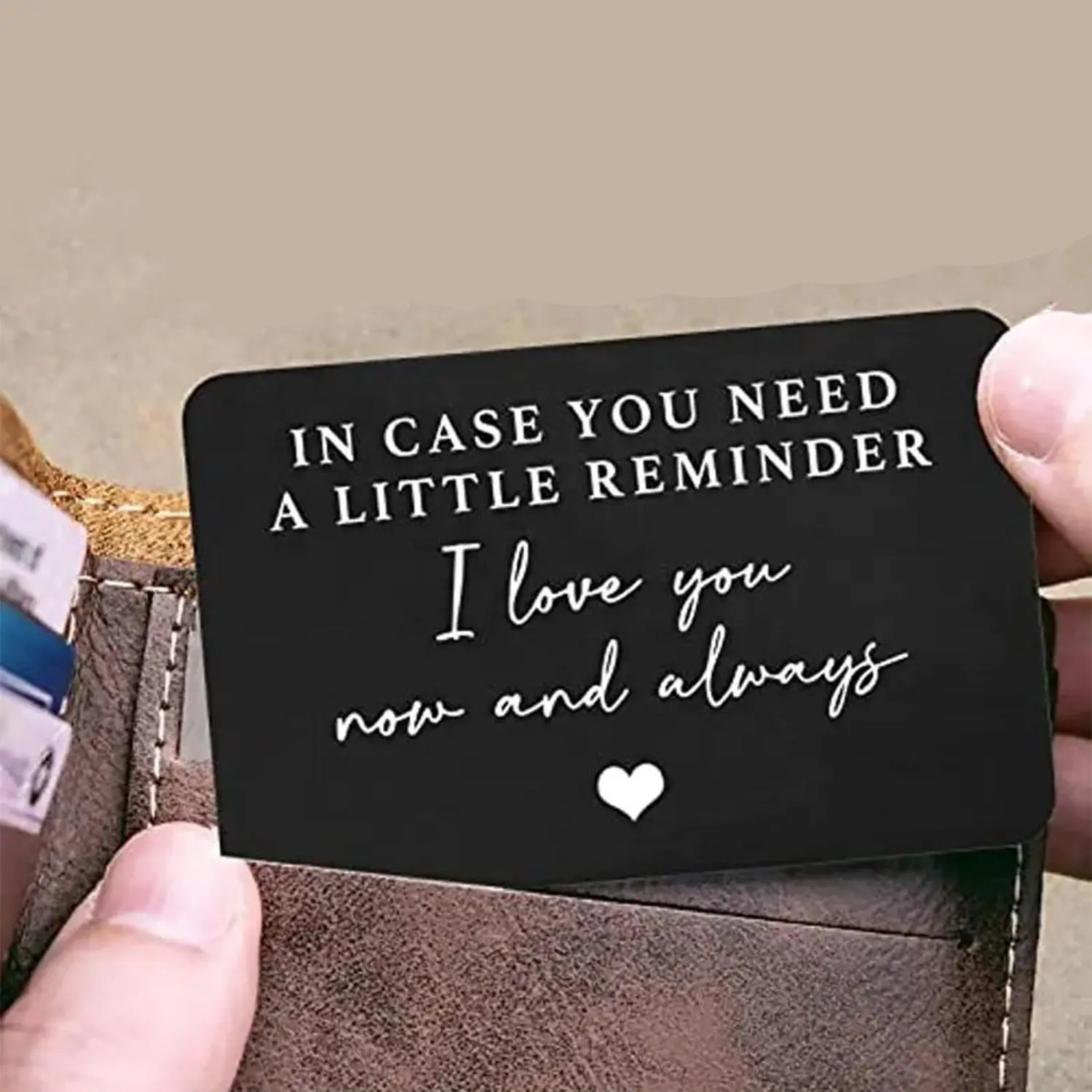 Letter Pattern Engraved Wallet Card, Custom Message Card, Card Design, 1 Count Romantic Gift for Couple, Gift for Wedding, Birthday, Long Distance Lover