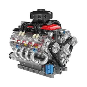 Building Blocks Set - 487 Pcs Functional STEM Mini V8 Engine Kit DIY Engineering Model for Kids & Adults Ages 8+ Creative Gift Exquisite Mechanical Collectible Car Enthusiasts Diy Kits