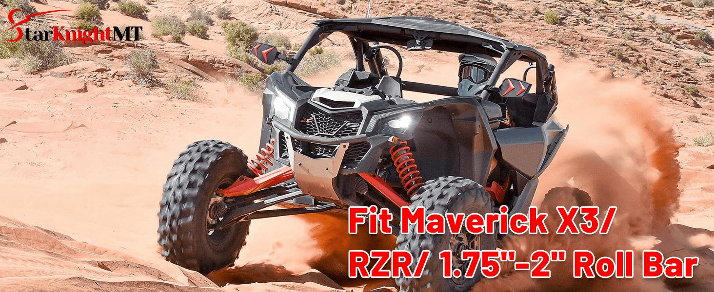 UTV Side View Mirrors Fit 1.75"-2'' Roll Bar (X3/RZR) UTV Side View Mirrors Fit 1.75"-2'' Roll Bar (X3/RZR)
