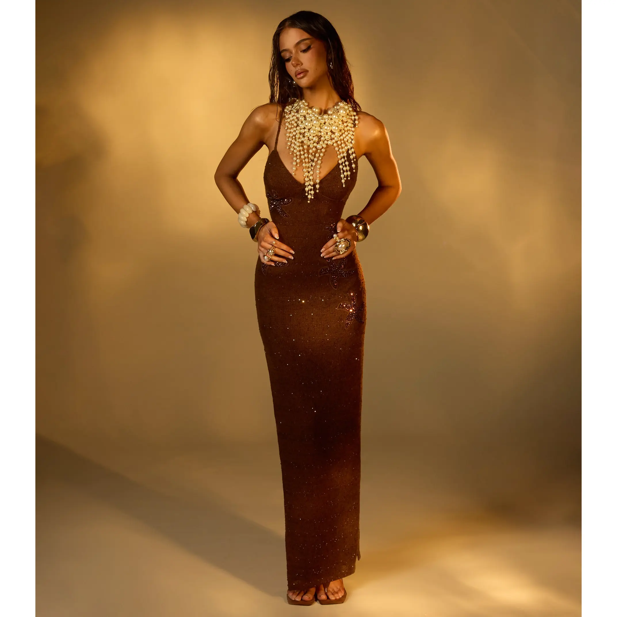Anika Sequin Applique Formal Dress