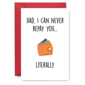 Happy Father's Day Card, Wallet Design Greeting Durable Card with Envelope, Funny Gift for Dad, Grandpa, or Father Figure, Gift for Him