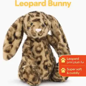 Jellycat Cobblehop Leopard Bunny Stuffed Plush, Cute Bunny Doll, Cozy Gift for Her, Collectible Gift with Dust Bag, NWT