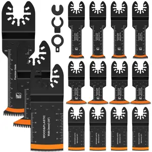 15Counts Oscillating Saw Blades Set Multipurpose Extra-Long Japanese Precision Teeth Saw Blade Curved-Edge Bi-Metal Multitool Blades High-Carbon Steel Oscillating Tool Cutting Blade