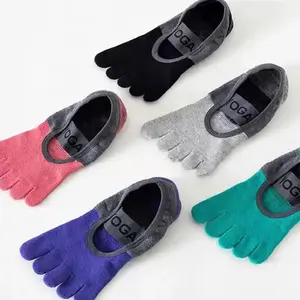Hollow Low-ankle Ladies Yoga Socks Boat Sock with Elastic Band Pilates Socks Non-Slip Cotton Five Toes Sports Socks Yoga Studio