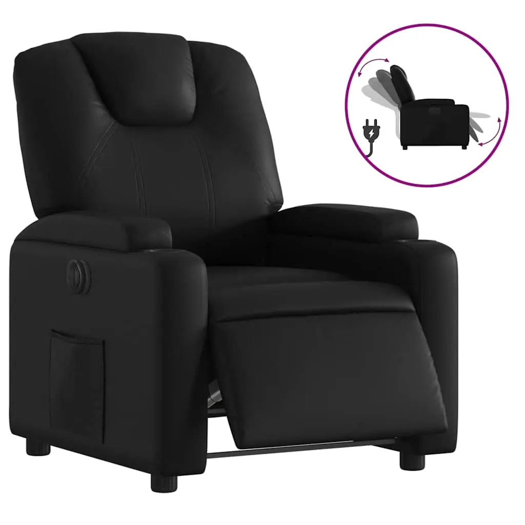 vidaXL Electric Recliner Chair, Reclining Armchair for Elderly, Wingback Recliner Push Chair for Home Theater Cinema, Modern Style, Black Faux Leather 3205982