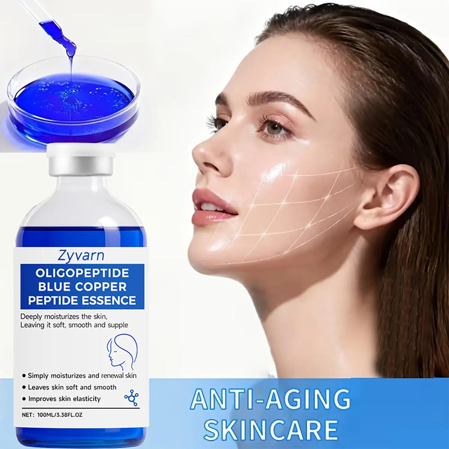 Zyvarn Oligopeptide Blue Copper Serum –Moisturizing & Anti-Aging Hydration Care