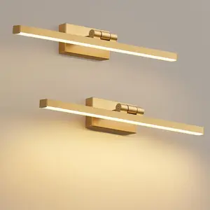 Rechargeable Picture Light Set of 2, Gold LED Cordless 15.7 inch Wall Mount Art Lamp with Remote, 2700K Dimmable Battery Powered Display Lights for Artwork Painting Living Room, Bedroom, Hallway