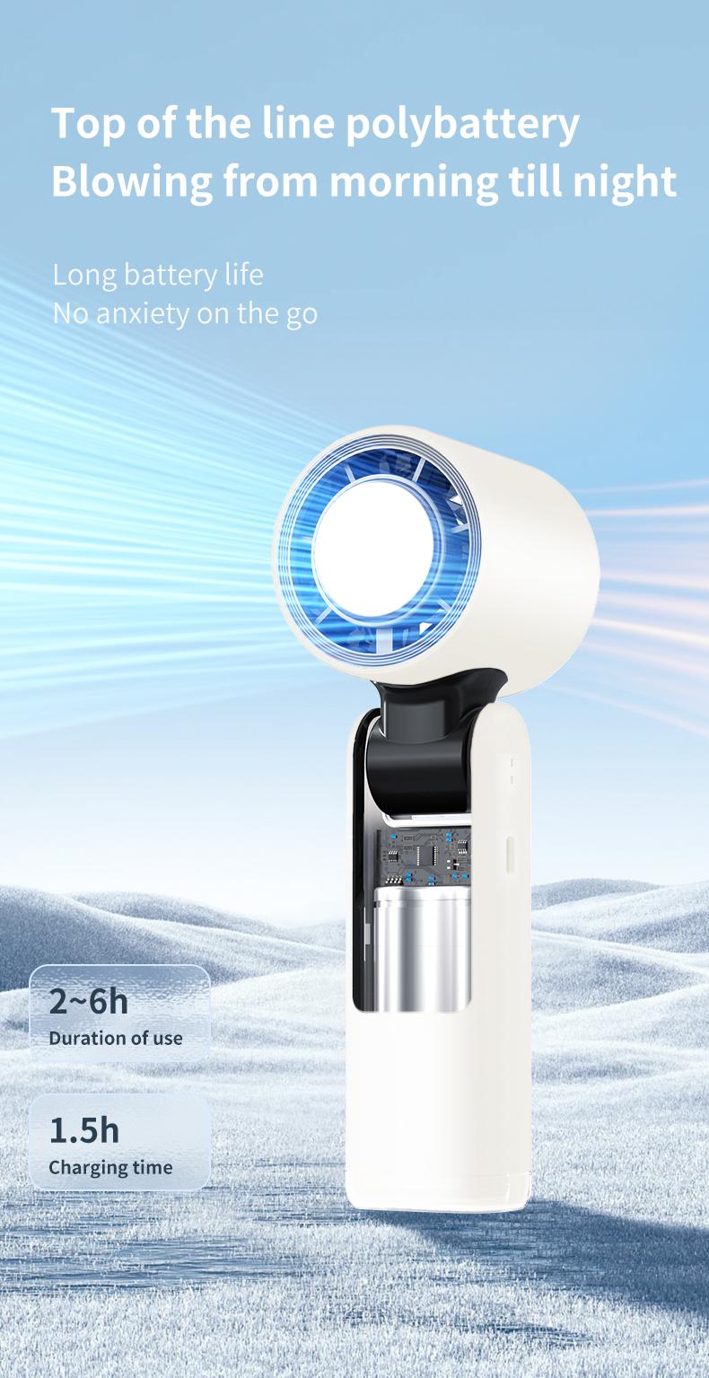 2026 New Portable Turbo Fan! 4000mAh Battery, Ice-Cooling Foldable, 5 Speeds + LED Display, Powerful Cooling Airflow, USB Rechargeable for /Travel/Work. Summer Must-Have! portable  fan outdoor activity turbo fan