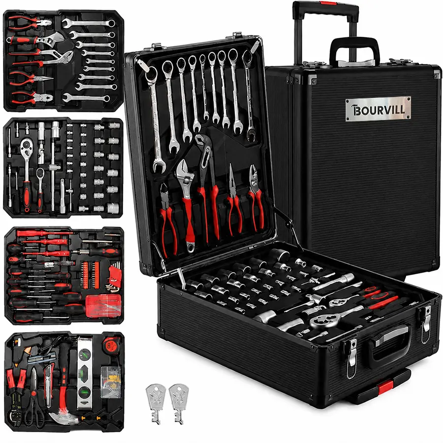 899pcs Aluminum Trolley Case Tool Set Silver, House Repair Kit Set, Household Hand Tool Set, and 4-Tier Aluminum Alloy Storage Unit- A Complete Kit for Mechanical Repair & Home Maintenance#summerfinds