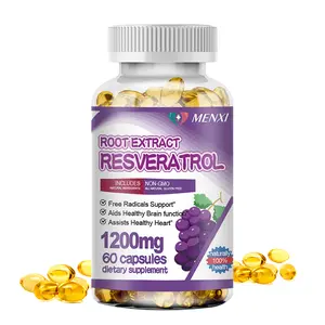 High Potency Resveratrol 1200mg – Premium Anti-Aging & Antioxidant Support Heart Health & Cellular Protection– 60 Capsules