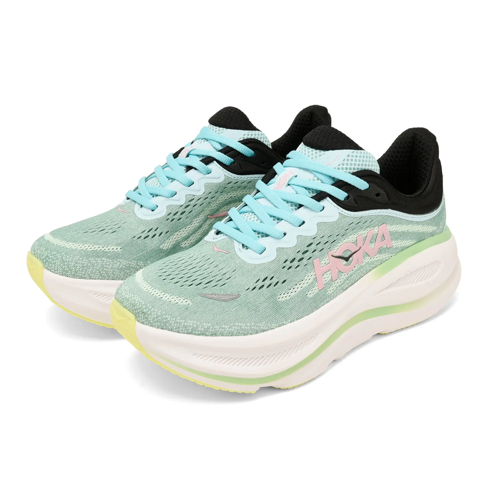 Mint Green Mesh Running Shoes, Thick Cushion Sole, Lightweight Breathable Non-Slip Athletic Sneakers for Workout Walking
