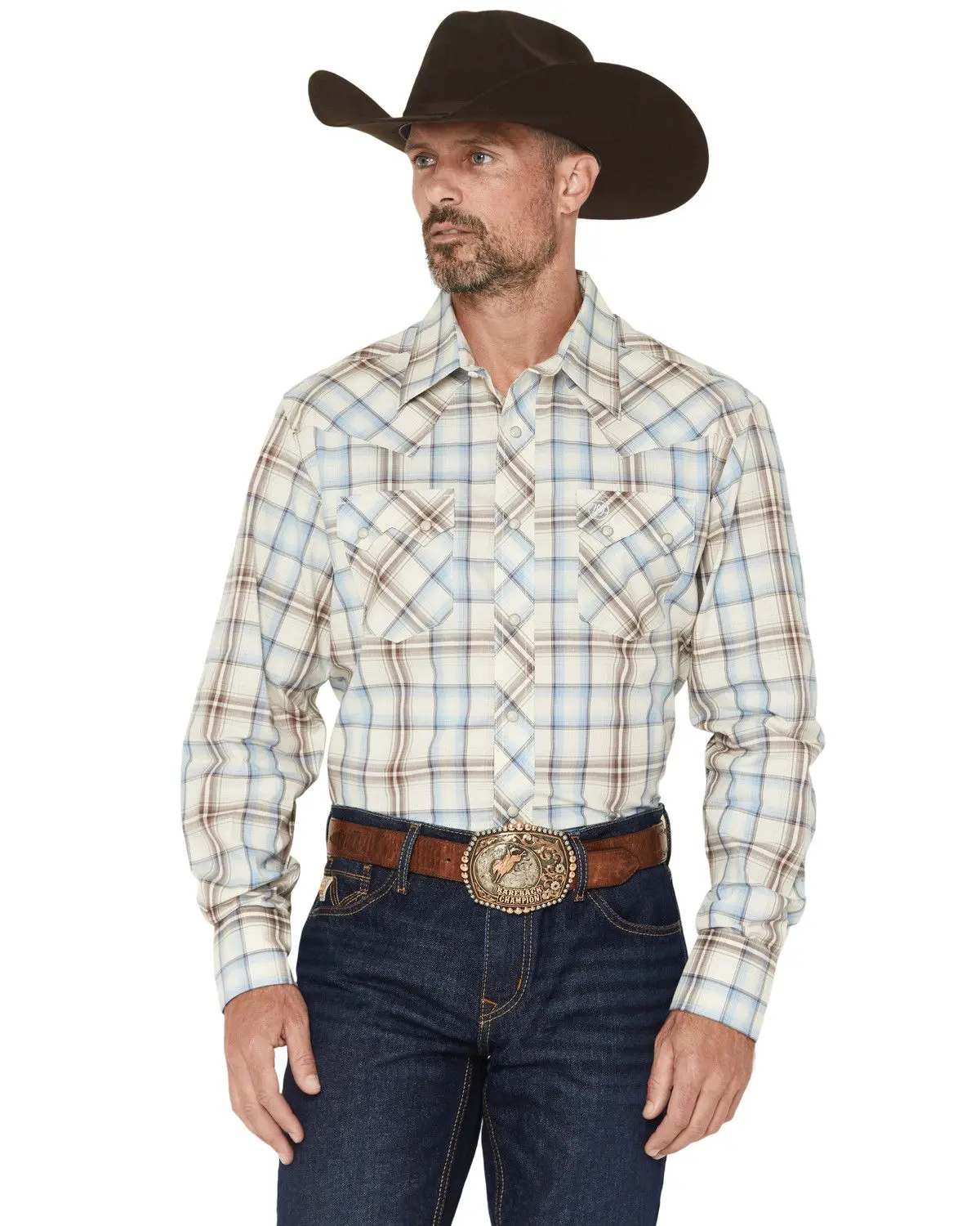 Wrangler Men's Retro Men'S Plaid Print Long Sleeve Snap Western Shirt - 112374742