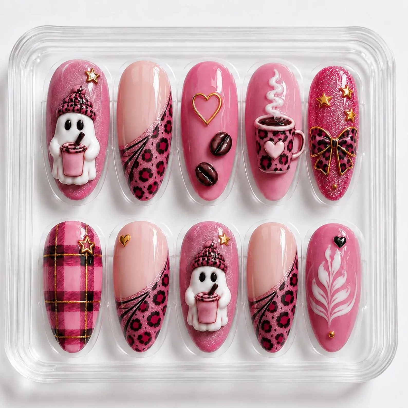 [New Model] Collection 10 PCS Handmade Press on Nails, Creepy Spooky Pumpkin Press On Nails, Spooky Ghost Nails, Scary Cute 3D Halloween Fake Nails, Hand Painted Gothic Nails, Y2K 3D Gel Nails, Trending Nails 2026