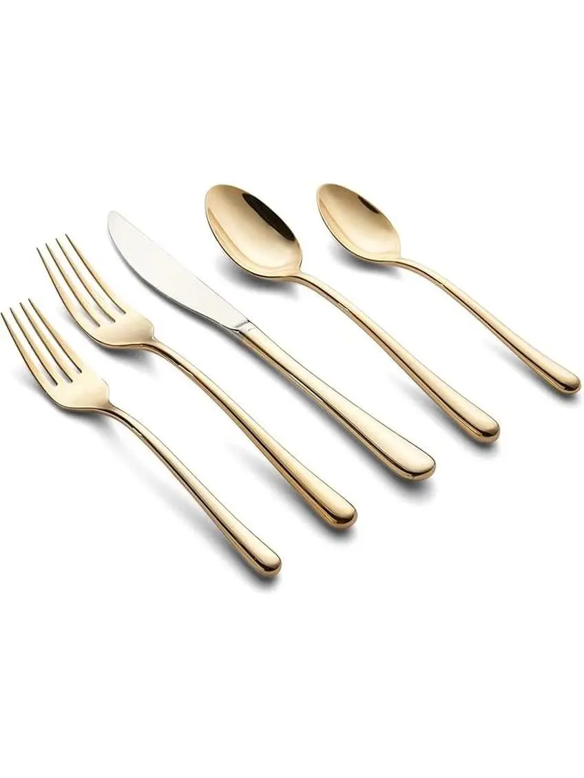 Cambridge 297520R Samantha 18-10 Stainless Steel Cutlery & Tableware Set, Gold - 20 Piece
