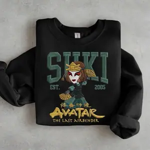 Avatar SUKI Embroidered Sweatshirt, Air Bender Cartoon Crewneck, ATLA Inspired Anime Hoodie, Fan Gift
