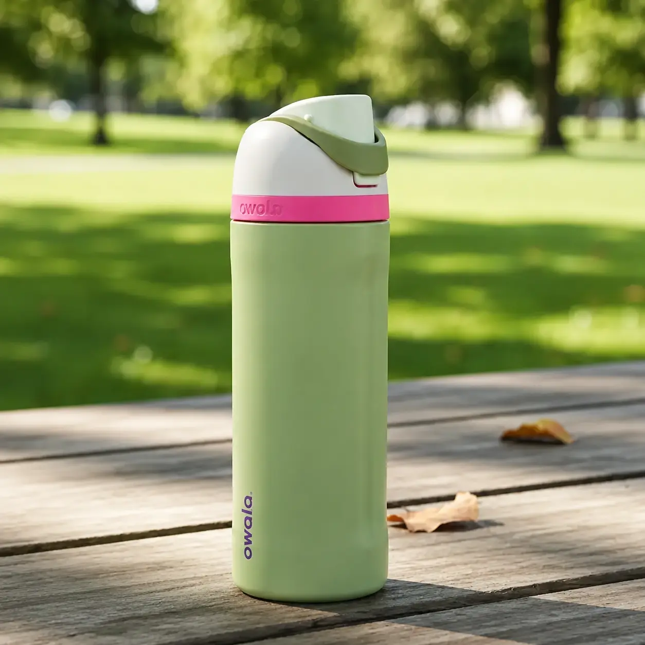 Owala FreeSip Stainless Steel Insulated Water Bottle, 24oz, Neo Sage Keeps Drinks Cold/Hot All Day