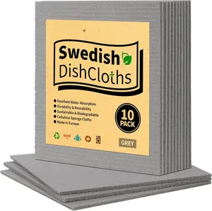Swedish Dishcloths, 10 Pack Absorbent Dish Towels for Kitchen, Multipurpose Cellulose Sponge Cloths,  Washable Towels for  & Kitchen, Grey