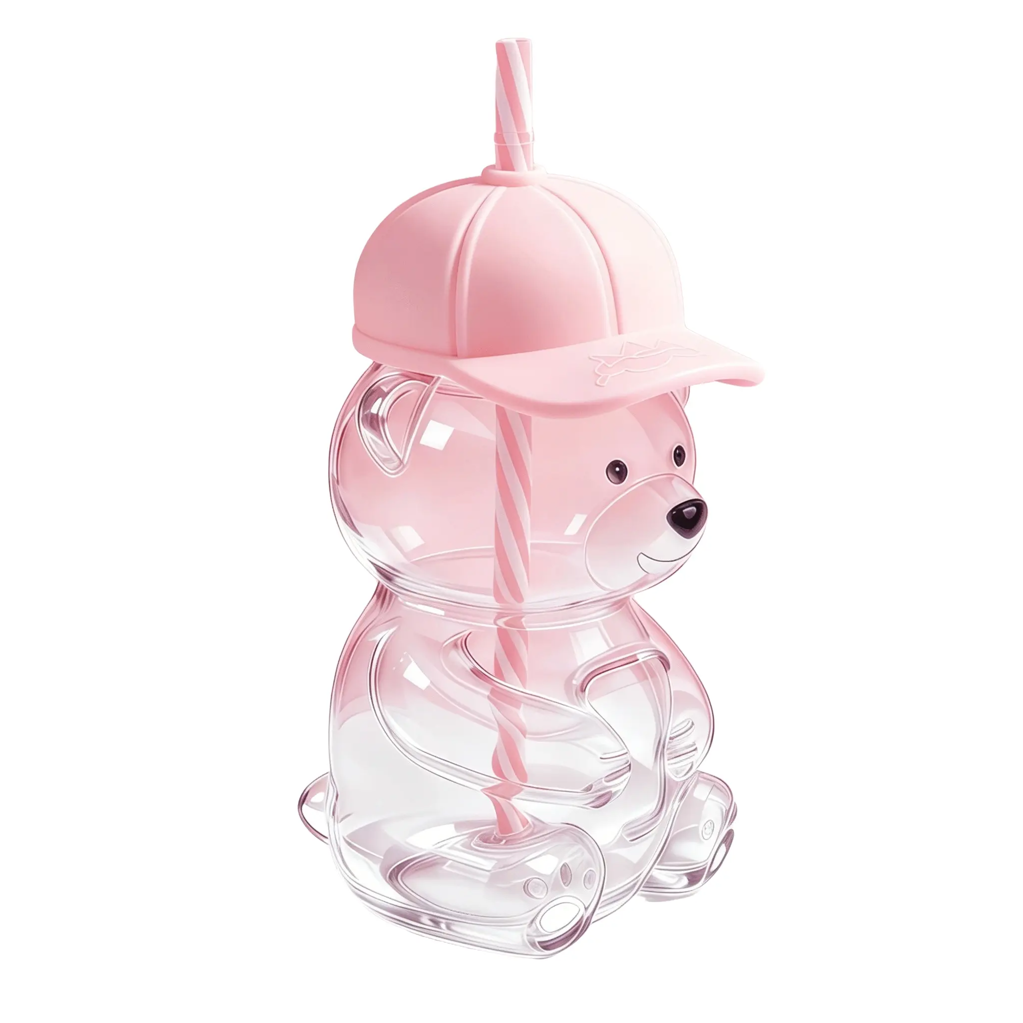 Bear Straw Cup 20oz, Cute Bear Glass Tumbler Mug, Reusable Straw, Baseball Cap Lid, Drinkware, Ideal for Coffee, Beer, Wine, Cocktails, Smoothies, Boba, Iced Coffee, Milk Tea