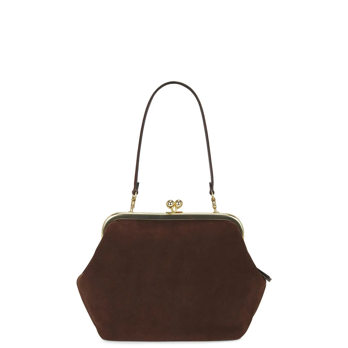 Coach Suede Kisslock Frame Bag 27 in Dark Chocolate