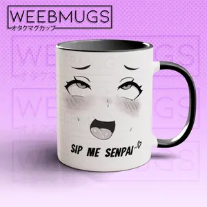 Sip Me Senpai / Fill Me Up Senpai Ahegao Coffee Mug, Anime Coffee Mug, Anime Mug, Anime Gift, Funny Anime gift, gift for anime fan, WeebMugs Glossy Ceramic Drinkware