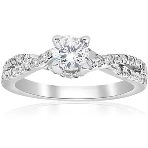 3/4ct Diamond Infinity Engagement Twist Ring 14K White Gold
