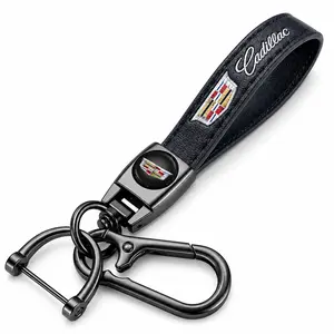 Genuine Leather Car Keychain Wristlet Lanyard, Anti-Lost Key Ring Holder Compatible with Cadillac Escalade CT4 CT5 CT6 ATS CTS XT5 Car Keychain Set