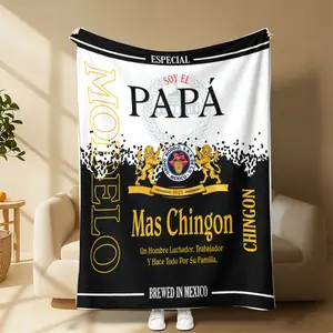 Viral Modelo Papa Mas Chingon Blanket, Mexican Dad Beer Label Flannel Throw, Soft Cozy Warm Blanket for Couch Bed & Man Cave, The Ultimate Cultural Gift for Chingon Papas & Modelo Lovers