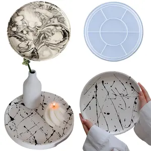 Round Silicone Mold - Round Cement Concrete Storage Tray for Handmade Resin Dish Plate Food Serving Tray Making Craft Decorative Coaster