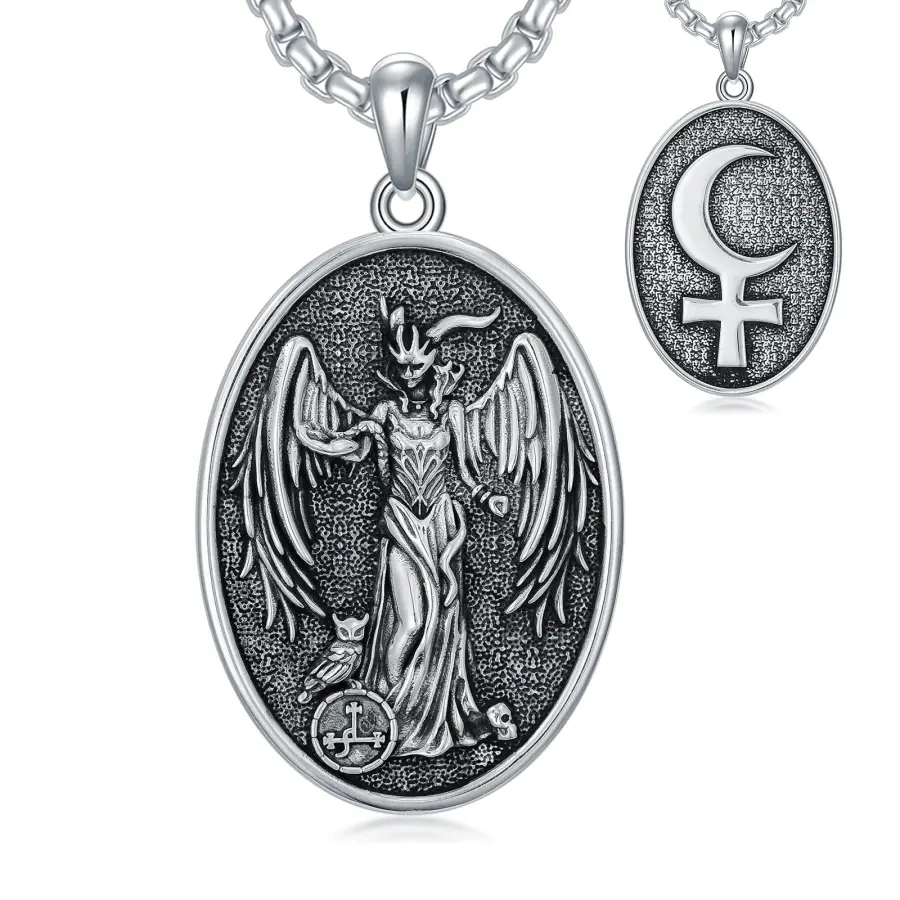S925 Sterling Silver Lilith Embossed Necklace Pendant for Men and Women