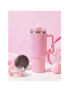 40 Oz Stainless Steel Car Cup, Rhine-Diamond And Sippy Cup, 1Pc Vacuum Insulated Water Bottle, Suitable For Home, Office Or Car, Reusable Cup, Sippy Leak-Proof Flip (Pink, Black, Green, Purple, Blue) Christmas Holiday, Valentine's Day, Mother's Day Gifts